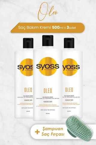 Syoss Oleo Saç Kremi 500 ml x 3 Adet ve Şampuan Fırçası