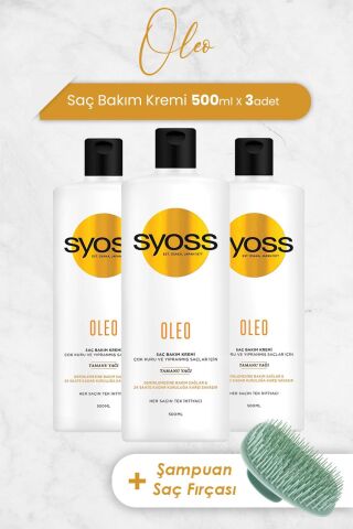 Syoss Oleo Saç Kremi 500 ml x 3 Adet ve Şampuan Fırçası