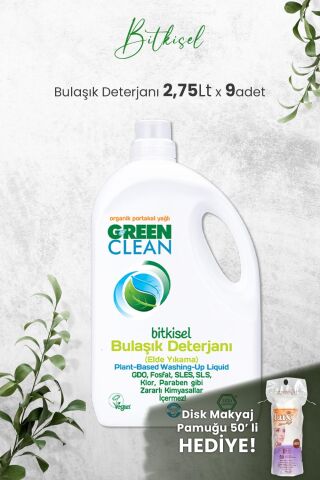 U Green Clean Bitkisel Bulaşık Deterjanı 2,75 LT x 9 Adet ve Heyecanlı
