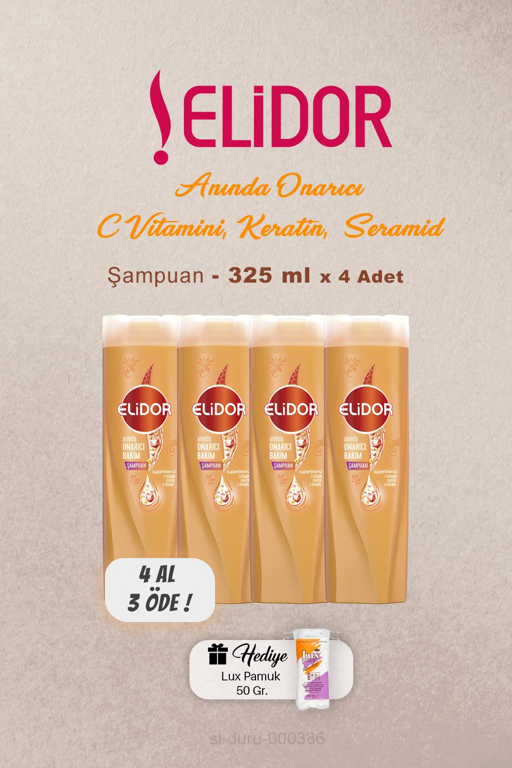 4 AL 3 ÖDE Elidor Superblend Onarıcı Şampuan 325 ml, Pamuk Hediyeli