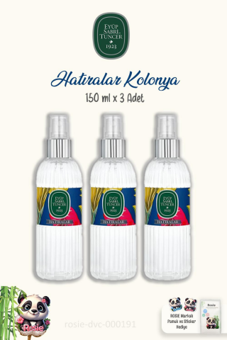 Eyüp Sabri Tuncer Hatıralar Kolonya Sprey 150 ml 3 Adet ve %100 Pamuk ROSIE