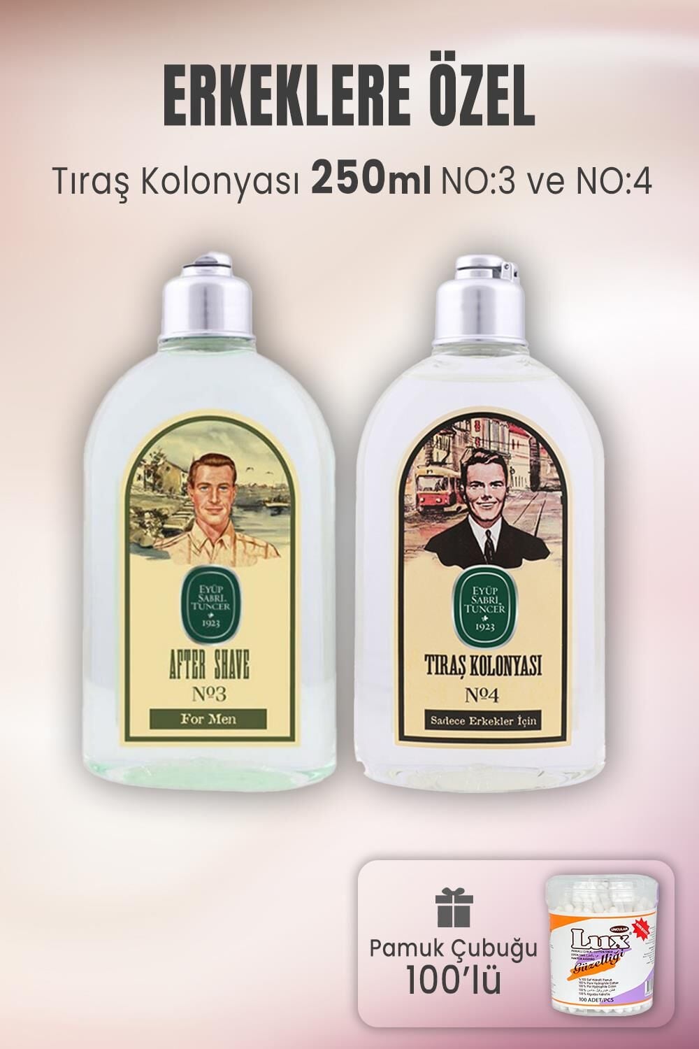 Eyüp Sabri Tuncer Tıraş Kolonyası No 3, No 4 ve Pamuk Çubuğu 100' lü