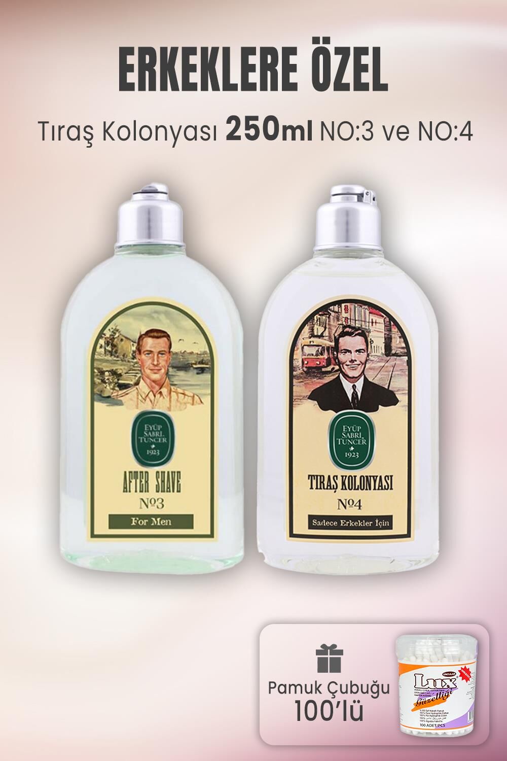 Eyüp Sabri Tuncer Tıraş Kolonyası No 3, No 4 ve Pamuk Çubuğu 100' lü