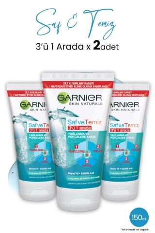 Garnier 3' ü 1 Arada Saf & Temiz 150 ml x 3 Adet