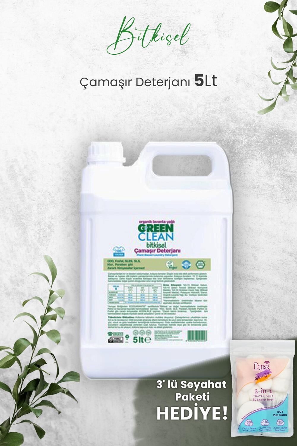 Green Clean Organik Çamaşır Deterjanı 5 Lt ve Hediyeli