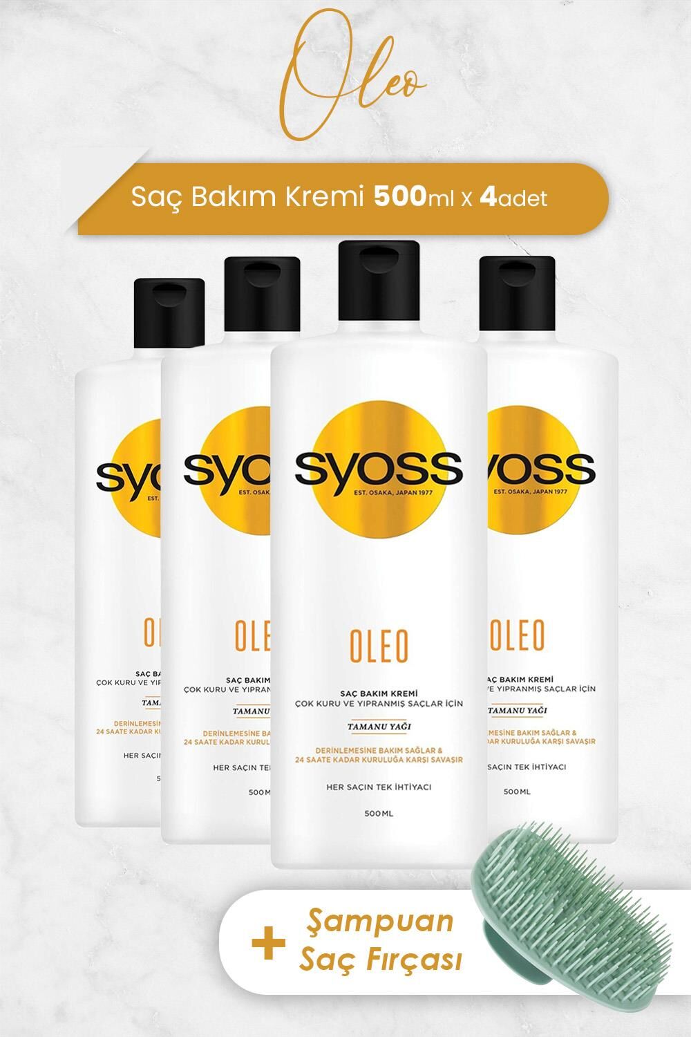 Syoss Oleo Saç Kremi 500 ml x 4 Adet ve Şampuan Fırçası