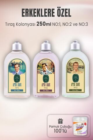 Eyüp Sabri Tuncer Tıraş Kolonyası Seti 1-2-3 ve Pamuk Çubuğu 100' lü