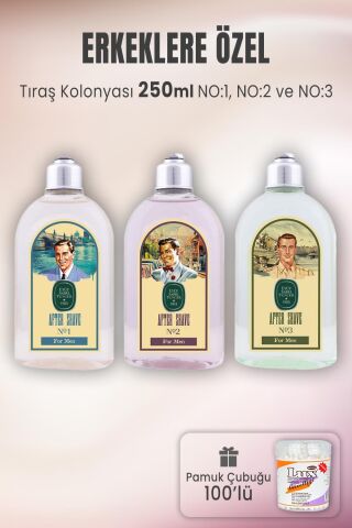 Eyüp Sabri Tuncer Tıraş Kolonyası Seti 1-2-3 ve Pamuk Çubuğu 100' lü