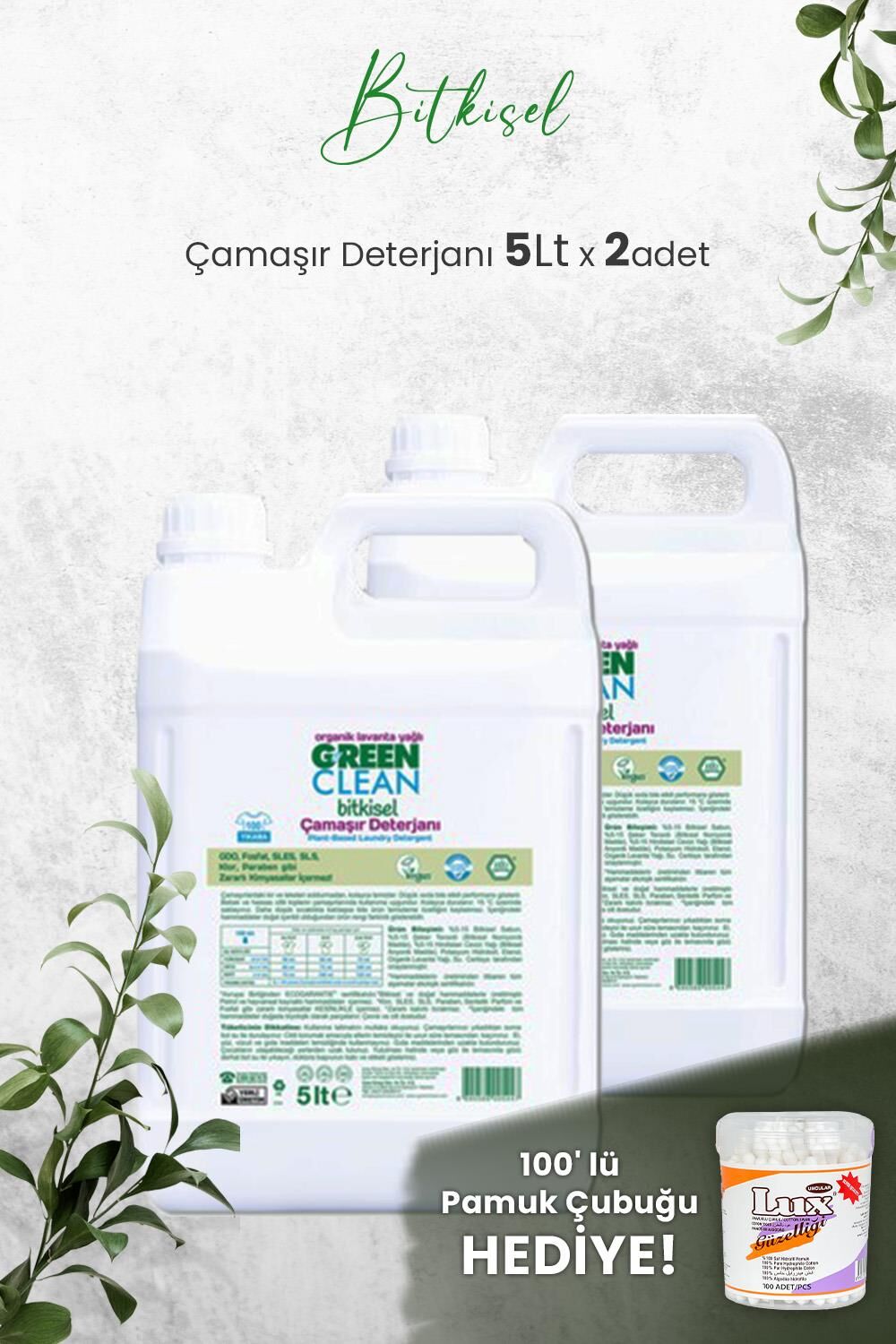 Green Clean Organik Çamaşır Deterjanı 5 Lt x 2 Adet ve Hediyeli