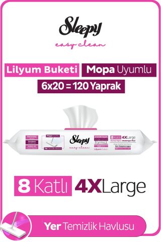 Sleepy Easy Clean Lilyum Buketi Mopa Uyumlu Yer Temizlik Havlusu 6X20 (120 Yaprak)