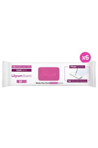 Sleepy Easy Clean Lilyum Buketi Mopa Uyumlu Yer Temizlik Havlusu 6X20 (120 Yaprak)