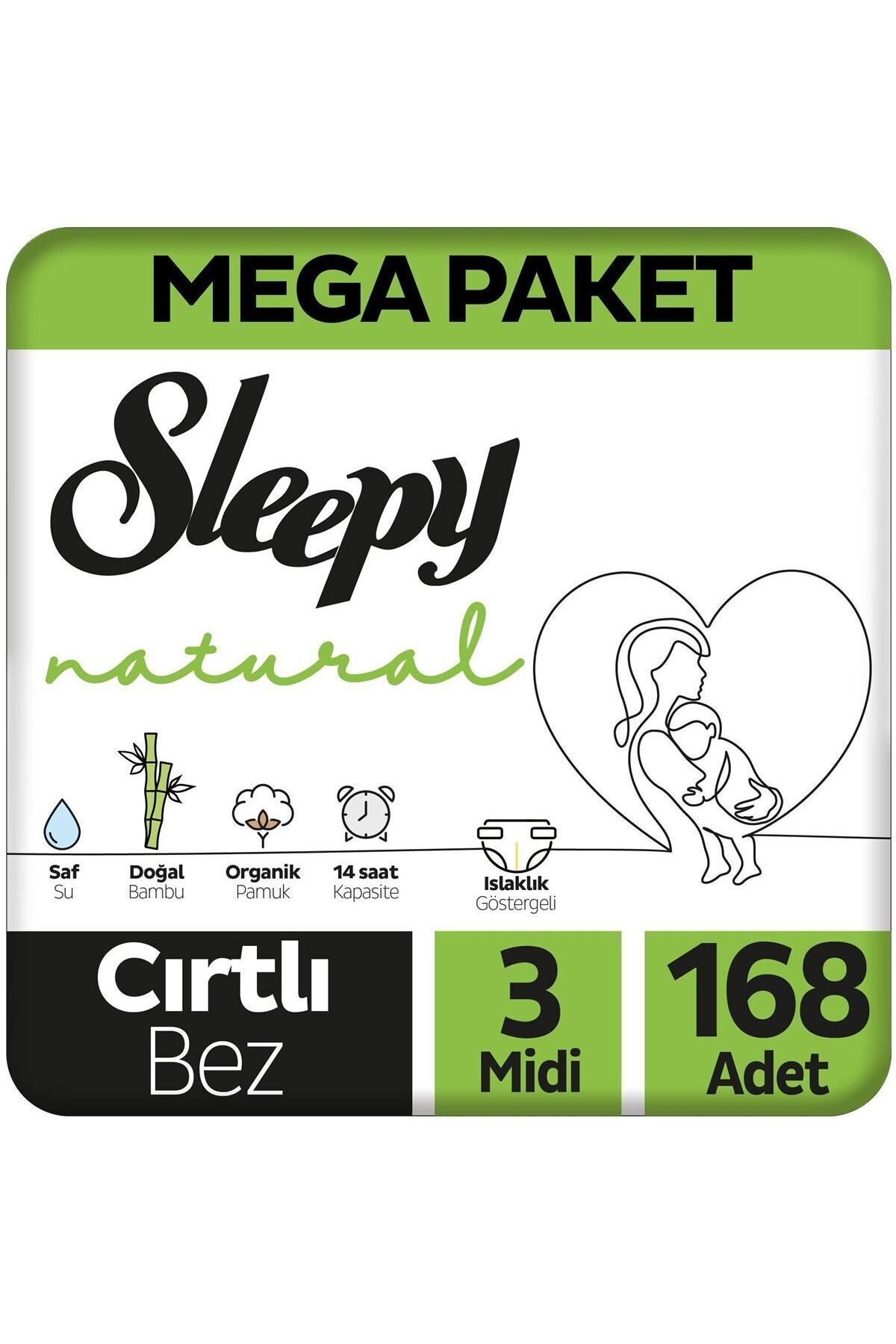 Sleepy Natural Bebek Bezi Mega Midi 3 (4-9kg) 168 Adet