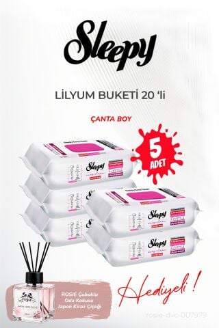 Sleepy Lilyum Buketi Islak Havlu (5 paket x 20 yaprak) ve ROSIE koku