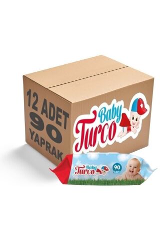 Baby Turco Islak Havlu Mendil Klasik 90 Yaprak 12 Li Set 1080 Yaprak