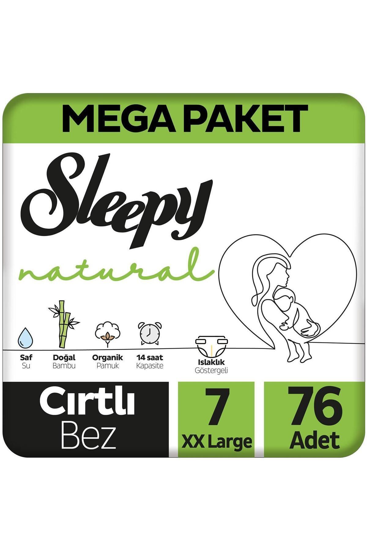 Sleepy Natural Bebek Bezi Mega XXL 7 (20-30kg) 76 Adet