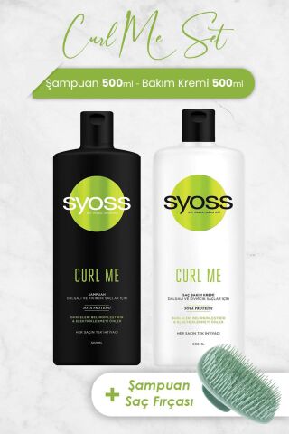 Syoss Curl Me Şampuan, Saç Bakım Kremi 500 ml ve Şampuan Fırçası