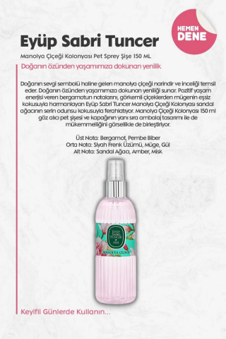 Eyüp Sabri Tuncer 3'lü Manolya Çiçeği Kolonyası Silindir Şişe 150 ml ve ROSIE Pamuk