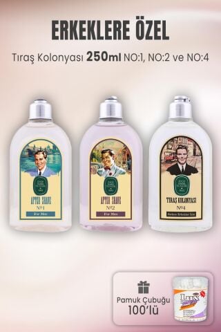 Eyüp Sabri Tuncer Tıraş Kolonyası Seti 1-2-4 ve Pamuk Çubuğu 100' lü