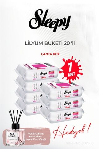 Sleepy Islak Havlu Lilyum Buketi (7 paket x 20 yaprak) ve ROSIE koku