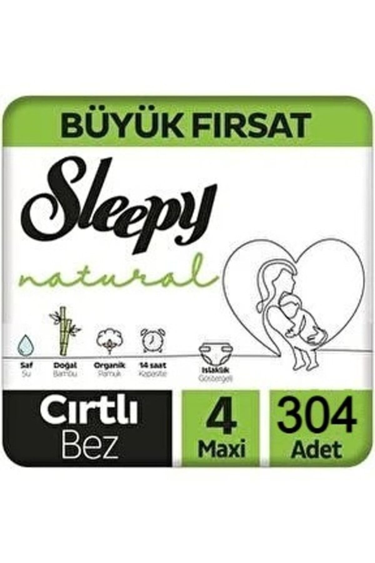 Sleepy Natural Bebek Bezi Mega Maxi 4 (7-14kg) 152 Adet x 2 Paket