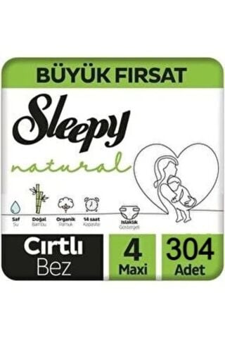 Sleepy Natural Bebek Bezi Mega Maxi 4 (7-14kg) 152 Adet x 2 Paket