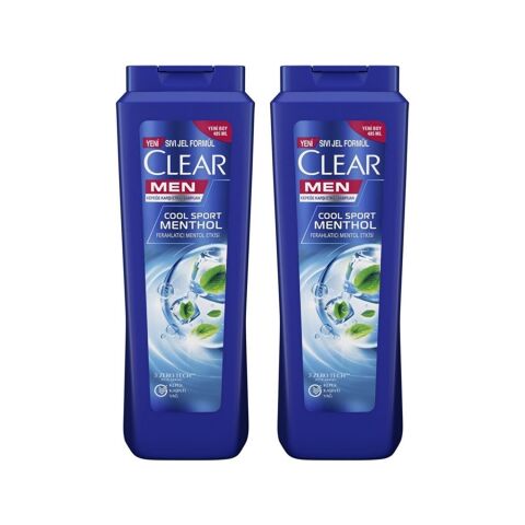 Clear Men Kepeğe Karşı Etkili Şampuan Ferahlatıcı Mentol Etkisi 485 ML x 2