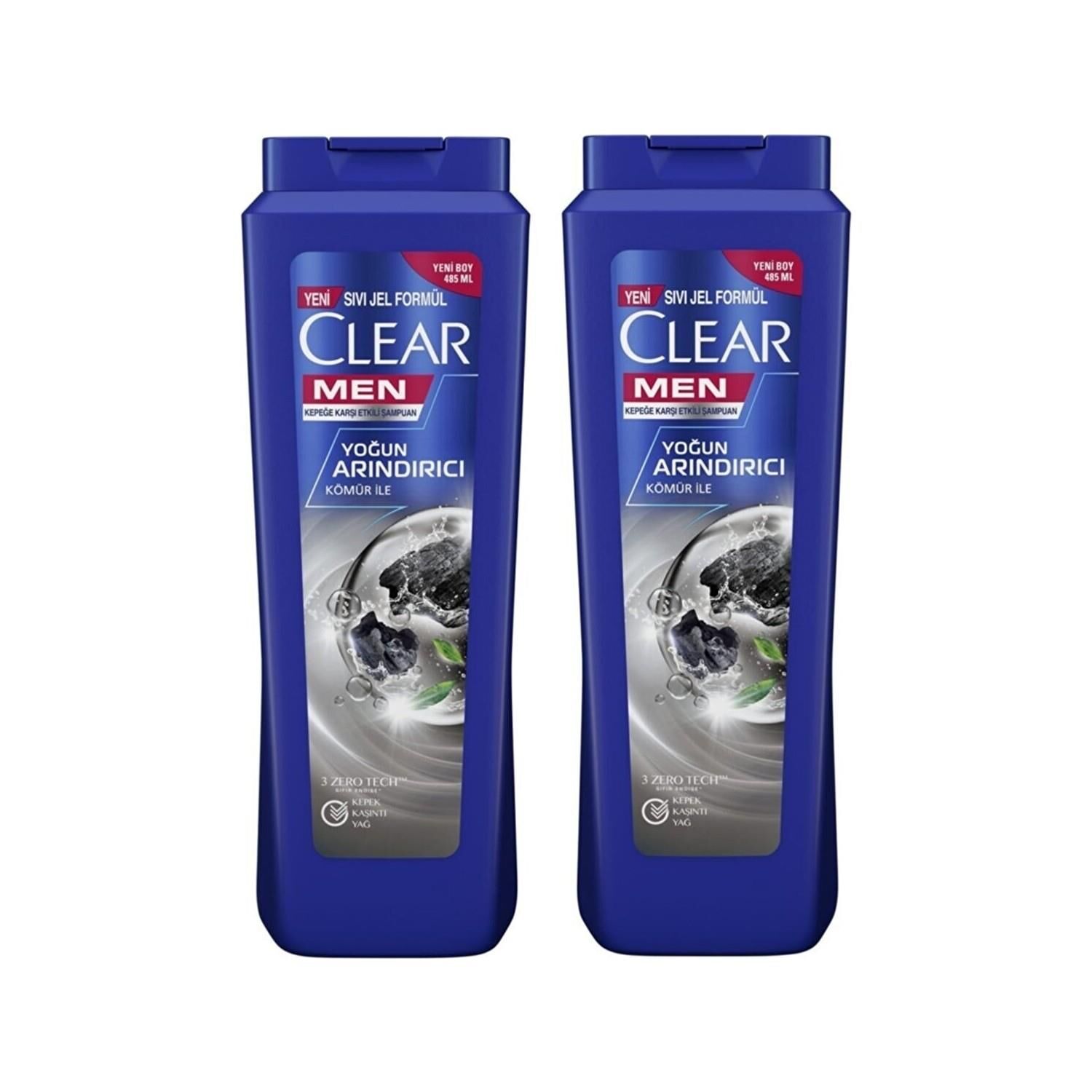 Clear Men Kepeğe Karşı Etkili Şampuan Yoğun Arındırıcı Kömür İle 485 ML x 2