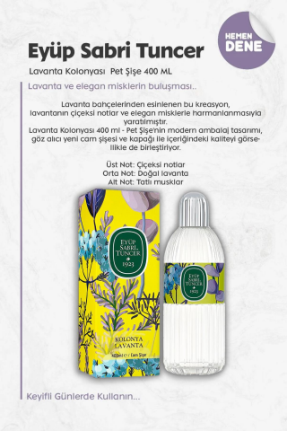 3 Adet Eyüp Sabri Tuncer Lavanta Kolonyası Cam Şişe 400 ml ve ROSIE Pamuk