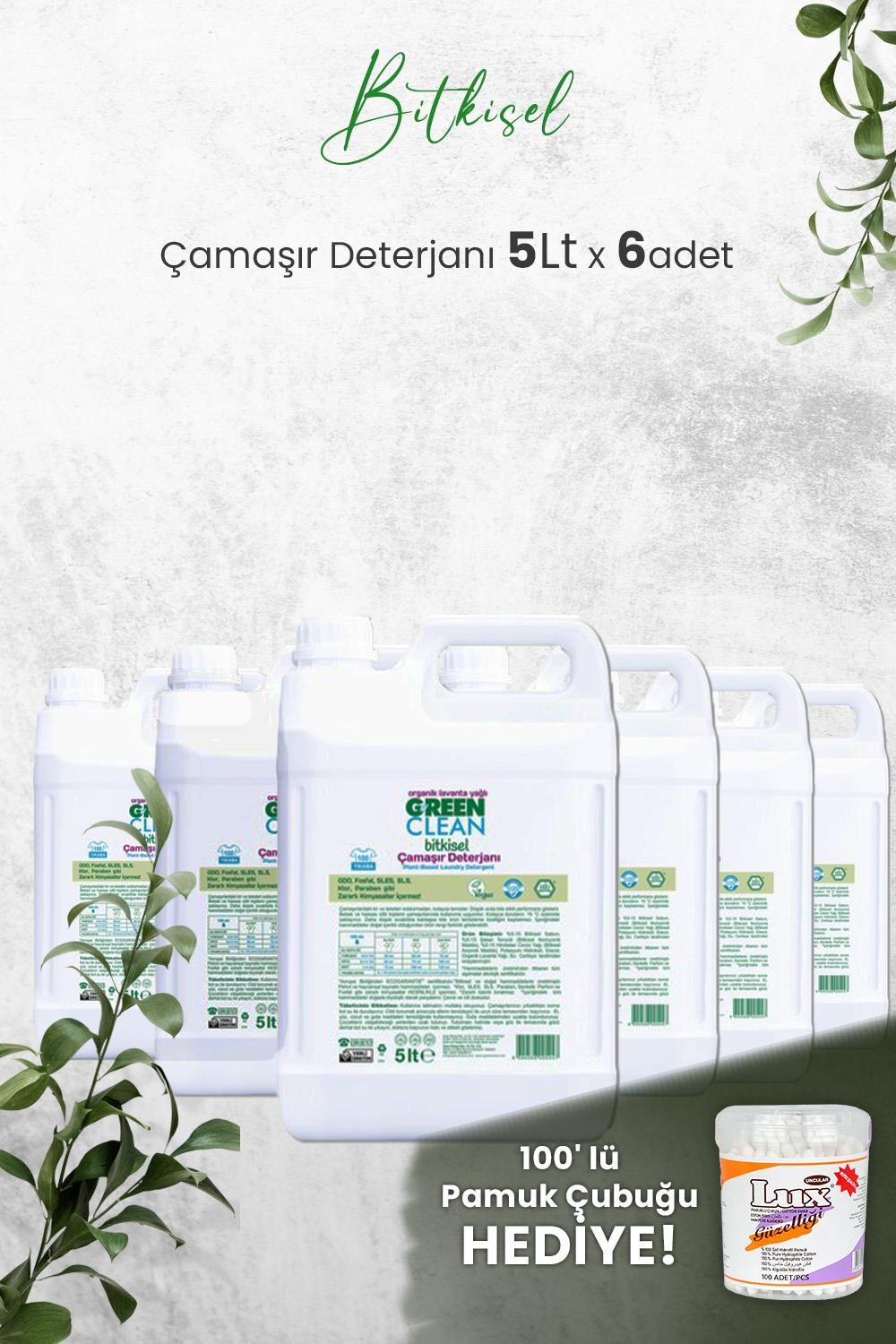 Green Clean Organik Çamaşır Deterjanı 5 Lt x 6 Adet ve Hediyeli