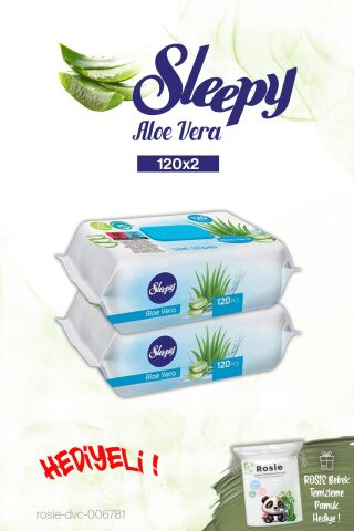 Sleepy 2 adet Aloe Vera Islak Havlu 120'li ve ROSIE