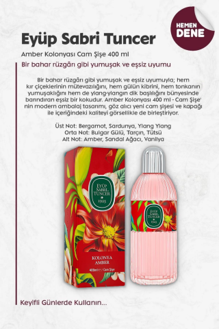 Eyüp Sabri Tuncer Amber Kolonyası Cam Şişe 400 ml 3 Adet ve ROSIE Pamuk