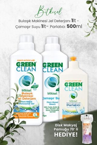 U Green Clean Bulaşık Makinesi Jel Deterjan ve Çamaşır Suyu 1 L, Parlatıcı 500 ml ve Hediyeli