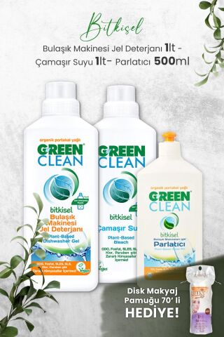 U Green Clean Bulaşık Makinesi Jel Deterjan ve Çamaşır Suyu 1 L, Parlatıcı 500 ml ve Hediyeli