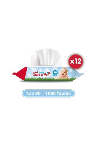 Baby Turco Islak Mendil Havlu 90 Yaprak X 12 Adet