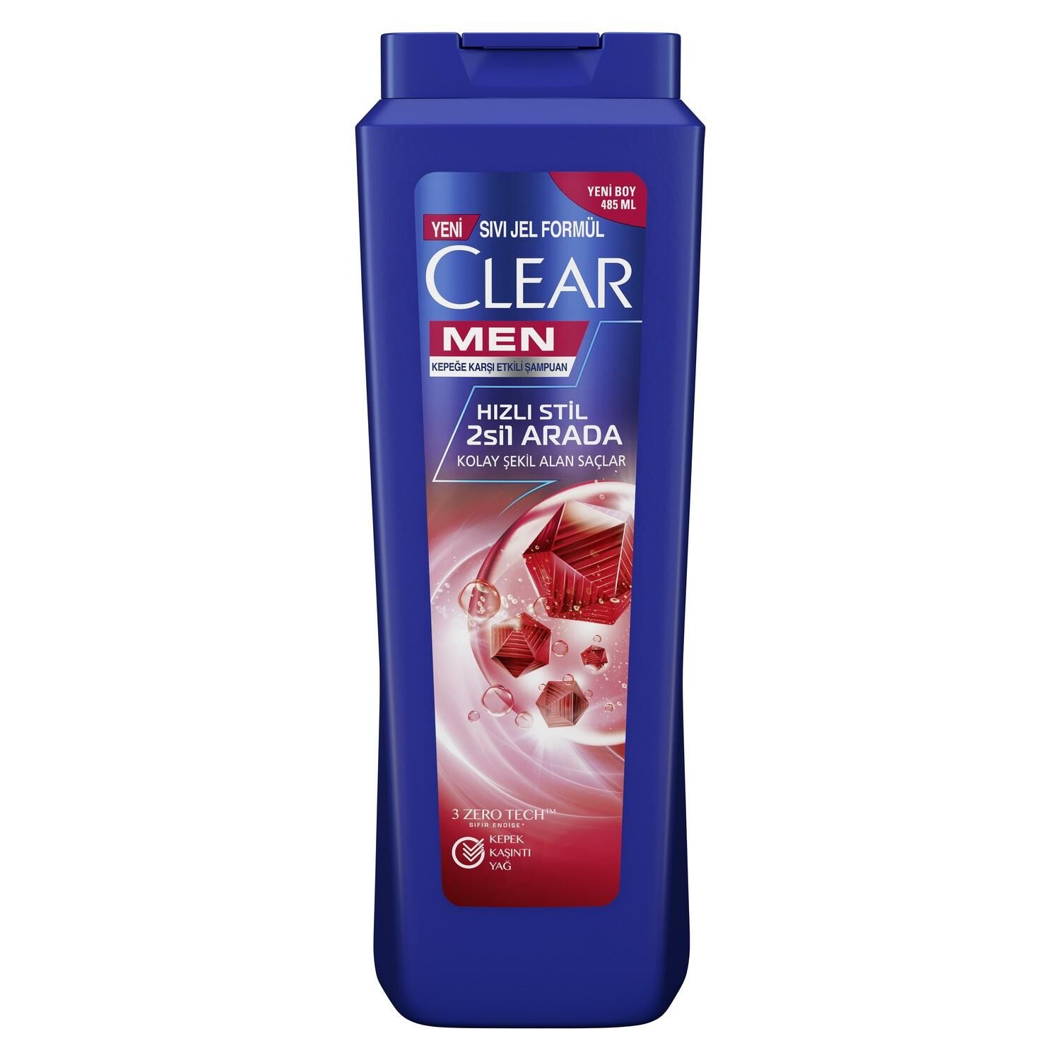 Clear Kepeğe Karşı Etkili Hızlı Stil 2'si 1 Arada Şampuan 485 ml
