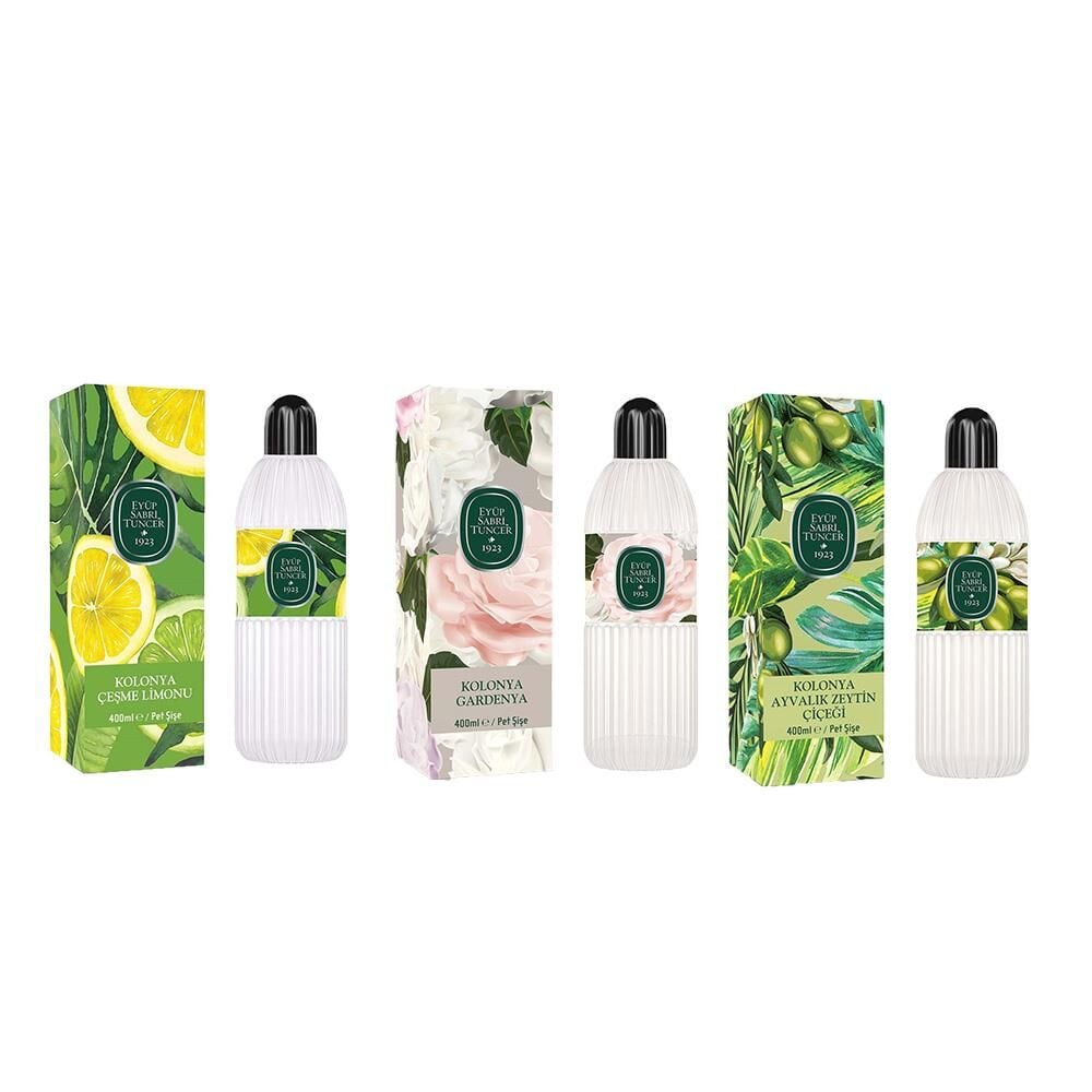 Eyüp Sabri Tuncer Kolonya Çeşme Limonu, Gardenya ve Ayvalık Zeytin Çiçeği Pet Şişe 400 ml