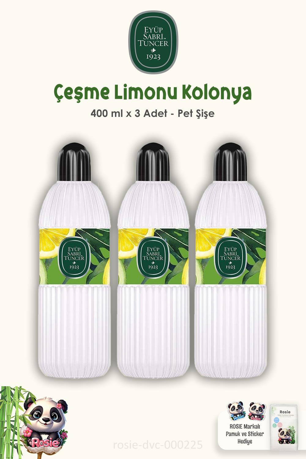 Eyüp Sabri Tuncer Çeşme Limonu Kolonyası Pet Şişe 400 ml 3 Adet ve ROSIE 60'lı