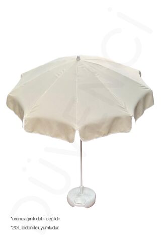 Krem Renk Plaj Şemsiyesi, 10 Telli, 200 CM Çap, Eğim verilebilir ve 3'lü Losyon Hediye