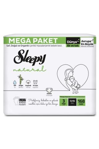 Sleepy Natural Bebek Bezi Mega Midi 3 (4-9kg) 168 Adet