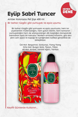 Eyüp Sabri Tuncer Amber Kolonyası Pet Şişe 400 ml 3 Adet ve ROSIE Pamuk 60'lı