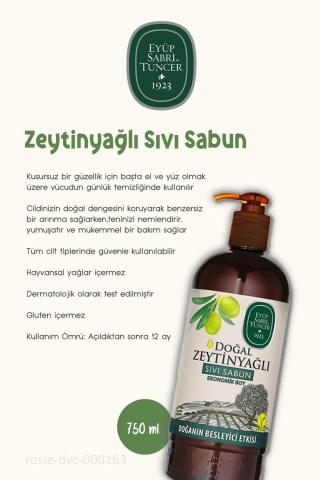 Eyüp Sabri Tuncer 3'lü Zeytinyağlı Sıvı Sabun 750 ml ve ROSIE Pamuk 60'lı