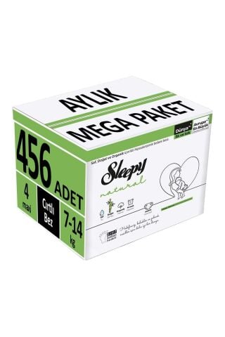 Sleepy Natural Bebek Bezi Mega Maxi 4 (7-14kg) 152 Adet x 3 Paket