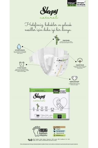 Sleepy Natural Bebek Bezi Mega Maxi 4 (7-14kg) 152 Adet x 3 Paket