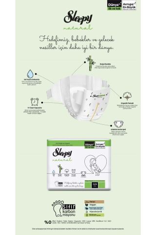 Sleepy Natural Bebek Bezi Mega Maxi 4 (7-14kg) 152 Adet x 3 Paket