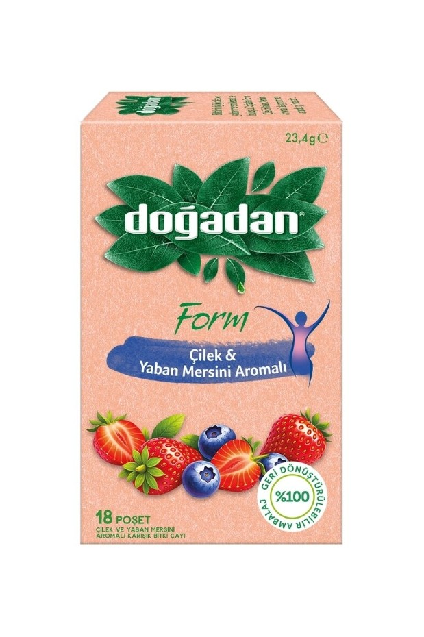 Doğadan Form Çilek & Yaban Mersini 18 Poşet Çay, 23,4 g