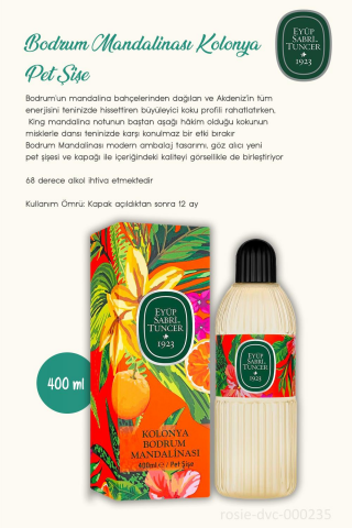 Eyüp Sabri Tuncer 3'lü Bodrum Mandalinası Kolonyası Pet Şişe 400 ml ve ROSIE