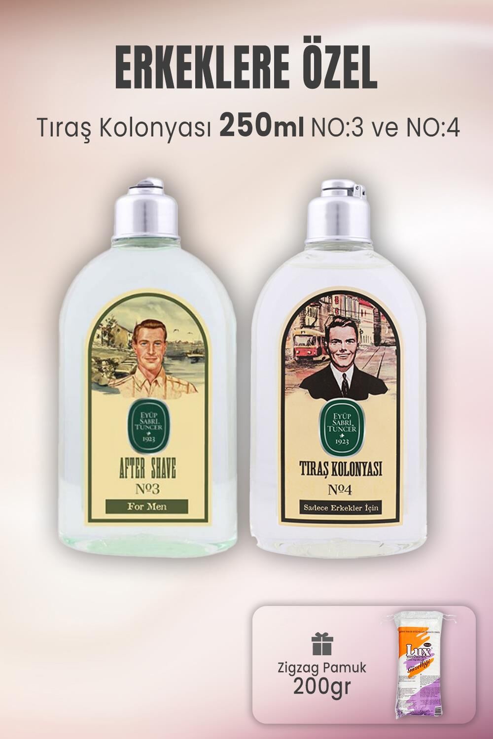 Eyüp Sabri Tuncer Tıraş Kolonyası No:3, No:4 ve Zigzag Pamuk 200 gr