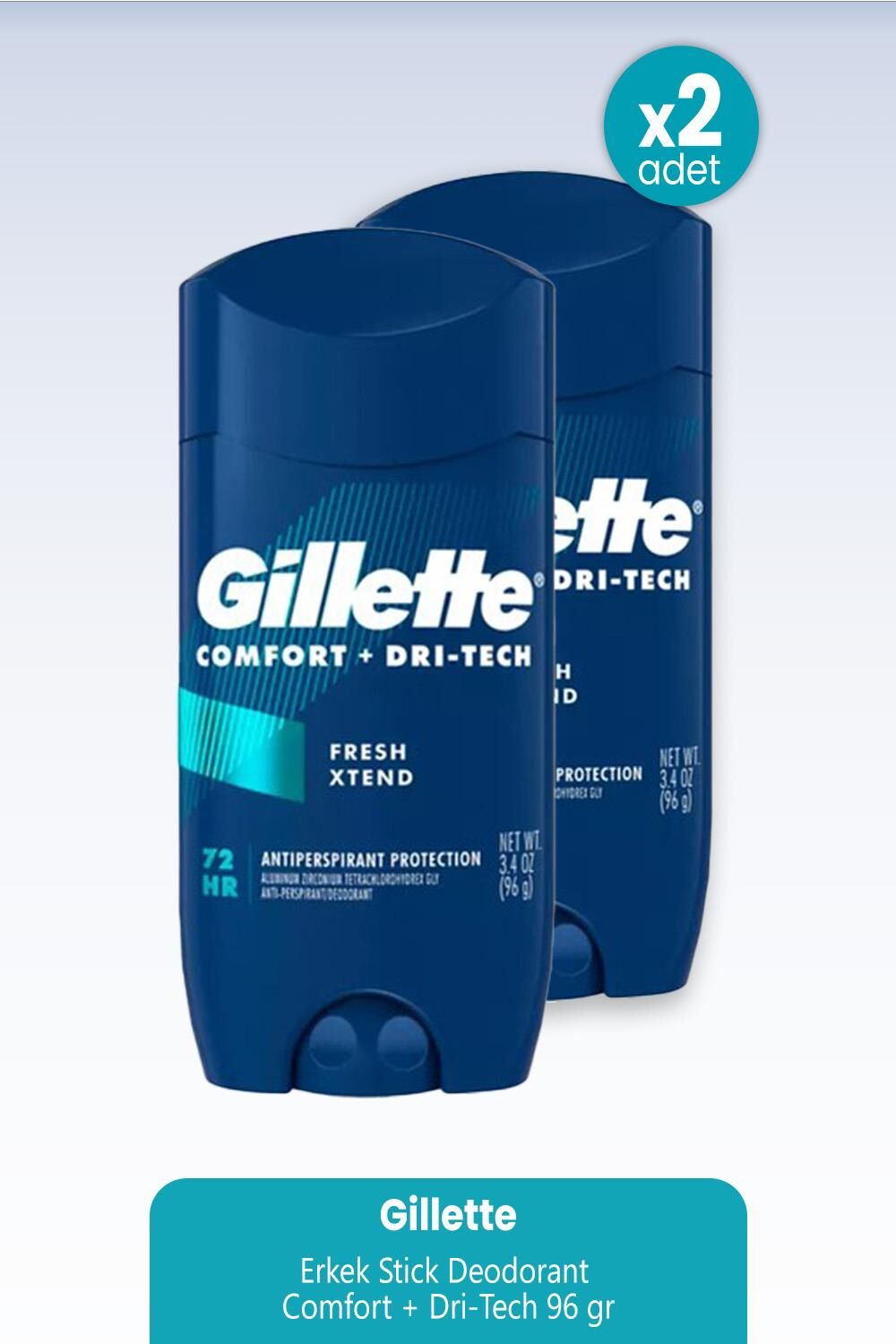 Gillette Erkek Stick Deodorant Comfort + Dri-Tech 96 gr x 2 Adet