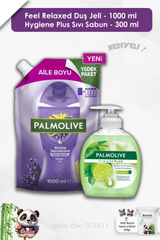 Palmolive Feel Relaxed Duş Jeli 1000 ml,Hygiene Plus Sıvı Sabun 300 ml ve ROSIE