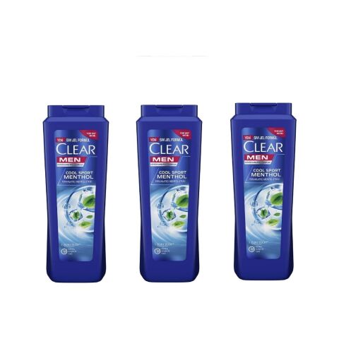 Clear Men Kepeğe Karşı Etkili Şampuan Ferahlatıcı Mentol Etkisi 485 ML x 3